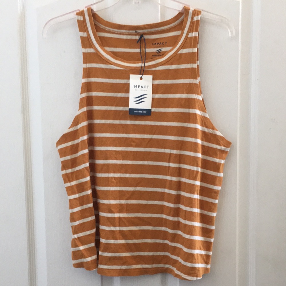 Ladies’ united by blue Striped Muscle Tank Top (L)